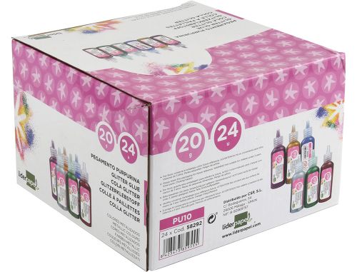 Cola purpurina liderpapel fantasia cores metalicas sortidas frasco 20 gr , Liderpapel , 58292 , 8423473582927